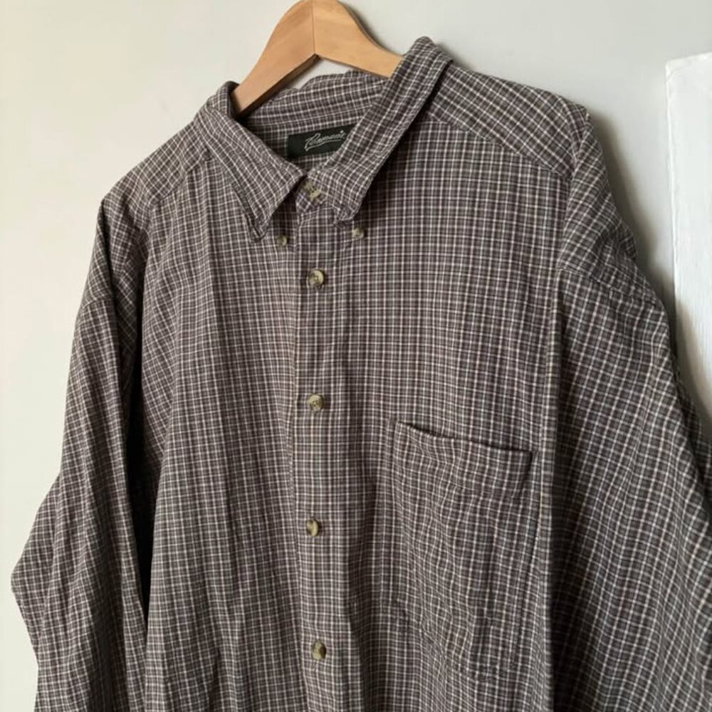 Vintage Plaid Cotton Long Sleeve Button Down - Men’s 3XL